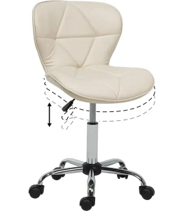 Cadeira De Escritorio Em Pele Sintetica Creme Valetta