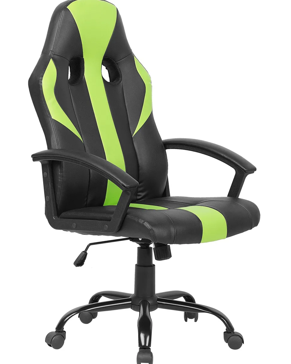 Cadeira De Escritorio Em Pele Sintetica Preta E Verde Success