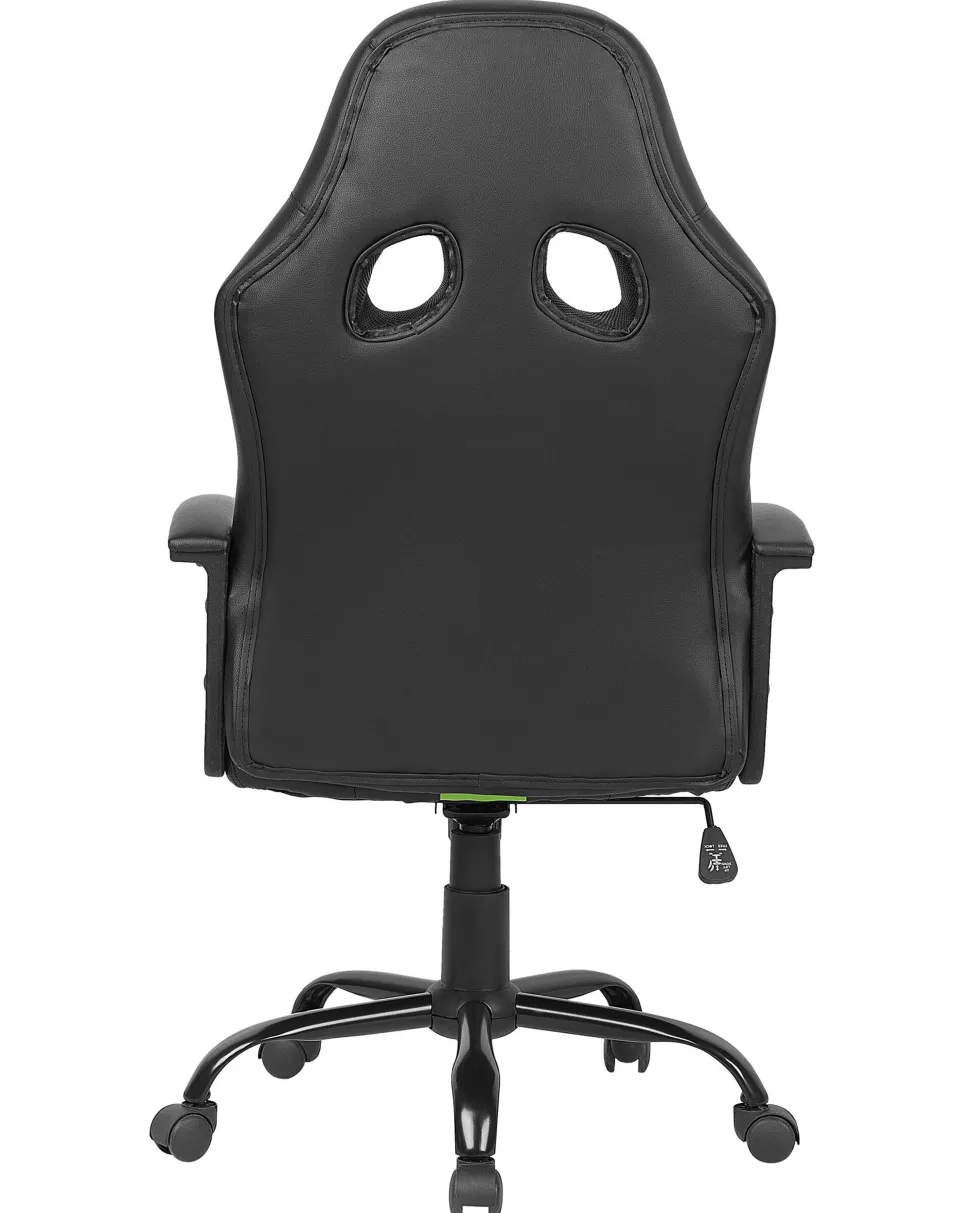 Cadeira De Escritorio Em Pele Sintetica Preta E Verde Success