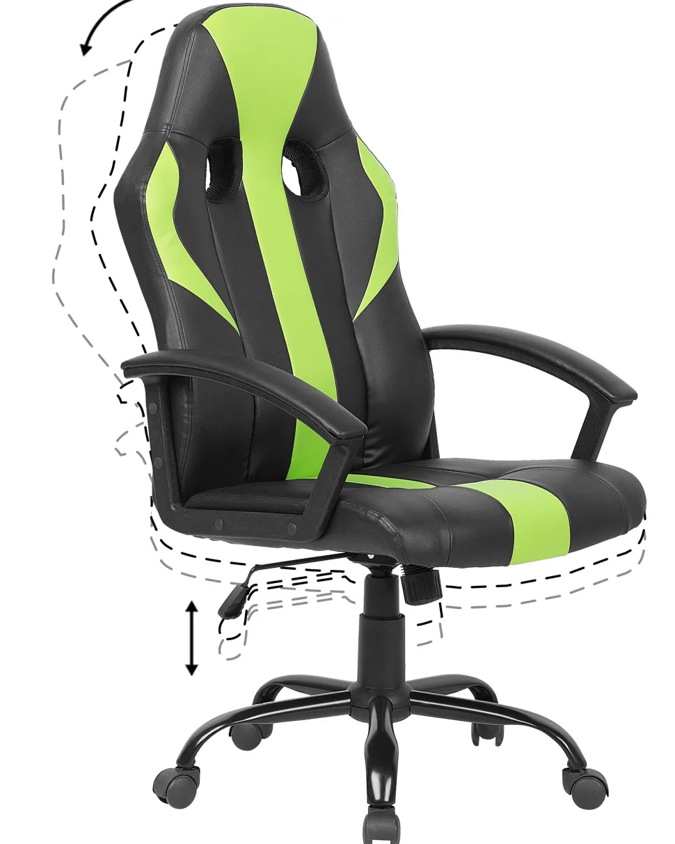 Cadeira De Escritorio Em Pele Sintetica Preta E Verde Success