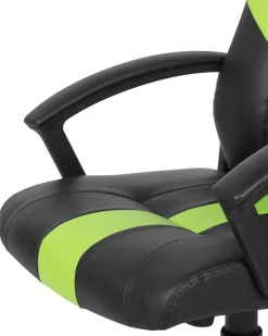 Cadeira De Escritorio Em Pele Sintetica Preta E Verde Success