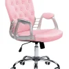 Cadeira De Escritorio Em Pele Sintetica Rosa Princess