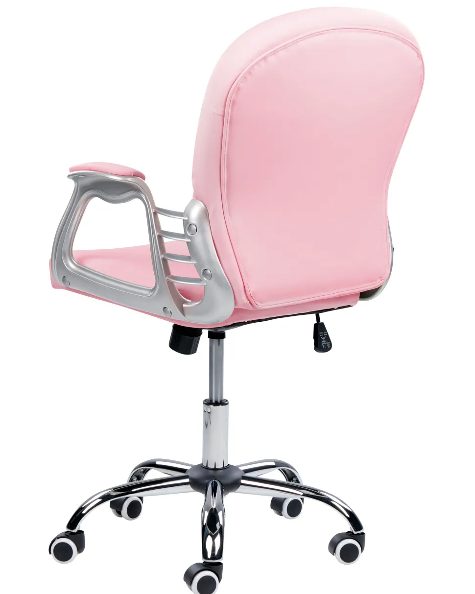 Cadeira De Escritorio Em Pele Sintetica Rosa Princess