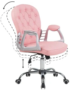 Cadeira De Escritorio Em Pele Sintetica Rosa Princess