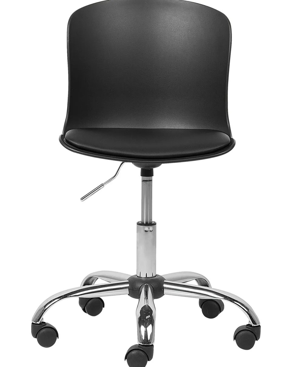 Cadeira De Escritorio Em Pele Sintetica Preta Vamo