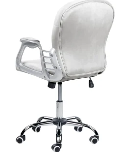 Cadeira De Escritorio Em Veludo Cinzento Claro Com Cristais Princess