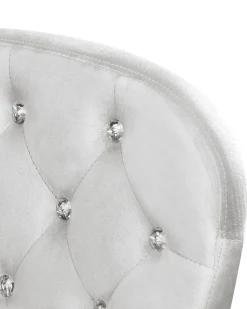 Cadeira De Escritorio Em Veludo Cinzento Claro Com Cristais Princess