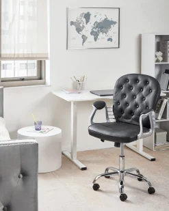 Cadeira De Escritorio Em Pele Sintetica Preta Princess