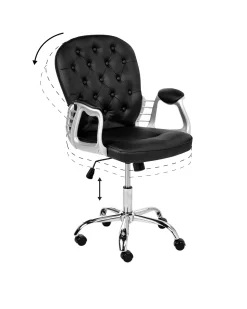 Cadeira De Escritorio Em Pele Sintetica Preta Princess