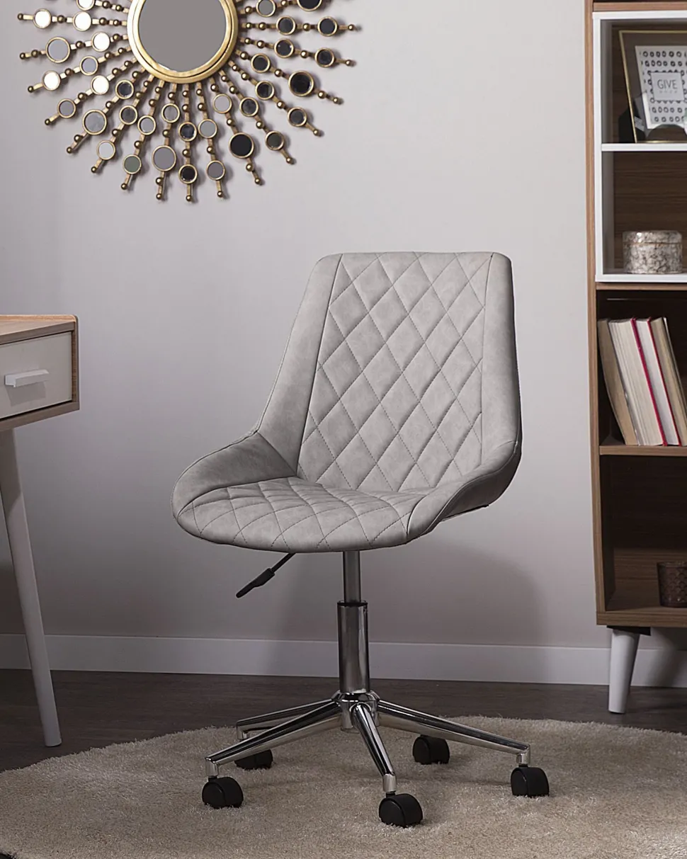 Cadeira De Escritorio Em Pele Sintetica Cinzenta Maribel