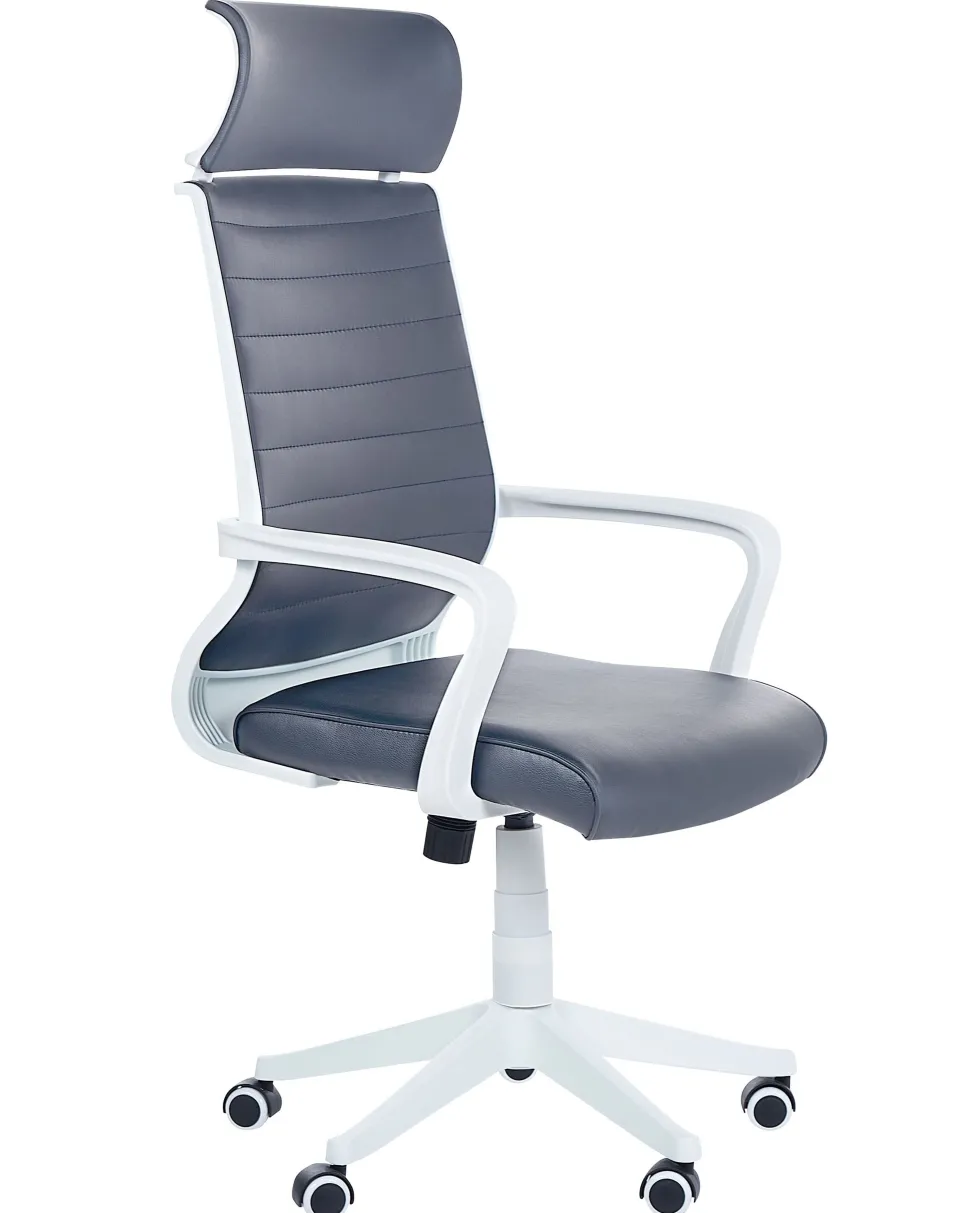 Cadeira De Escritorio Em Pele Sintetica Cinzenta Leader