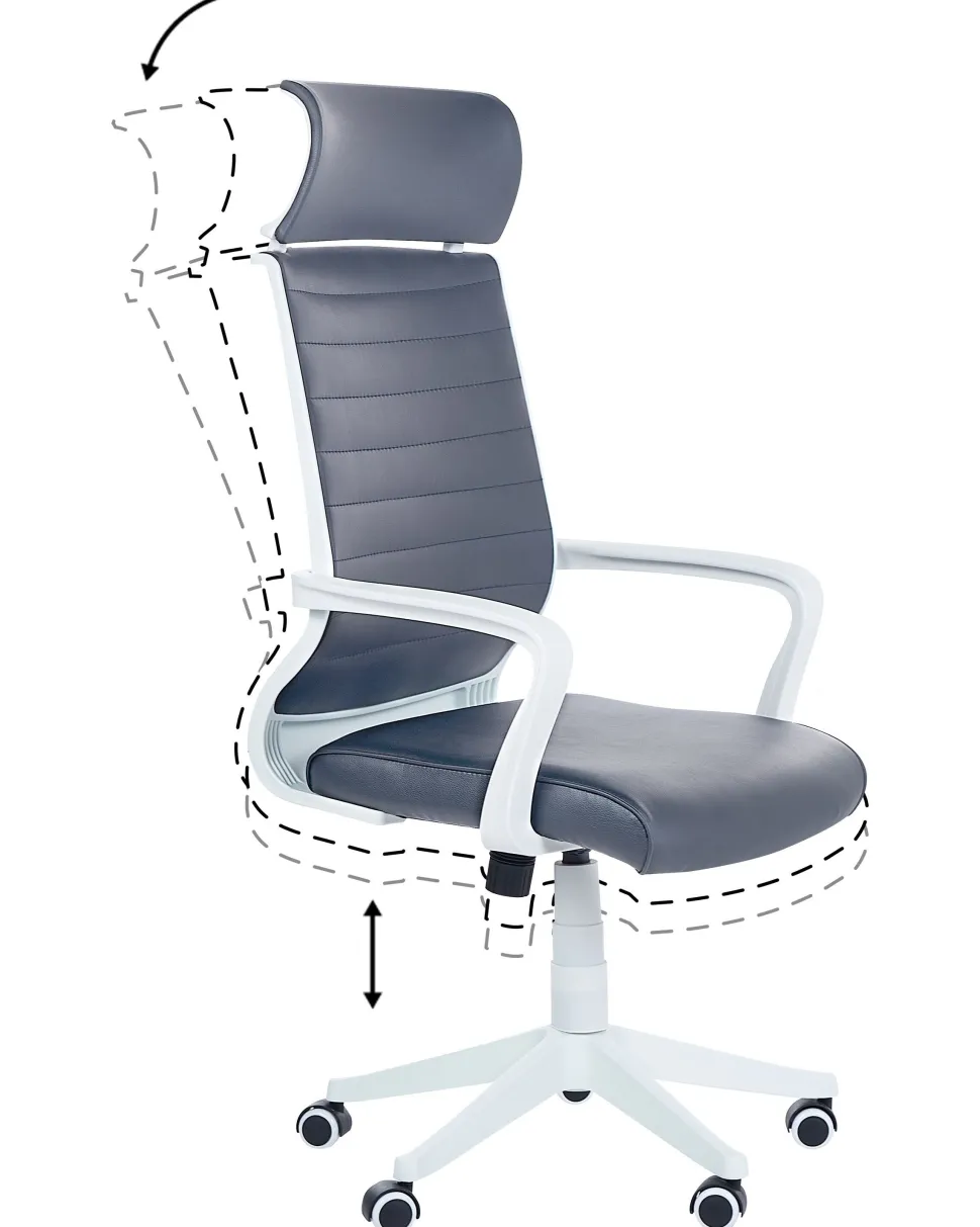 Cadeira De Escritorio Em Pele Sintetica Cinzenta Leader