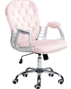 Cadeira De Escritorio Em Veludo Rosa Princess