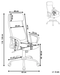 Cadeira De Escritorio Em Pele Sintetica Cinzenta Escura Pioneer