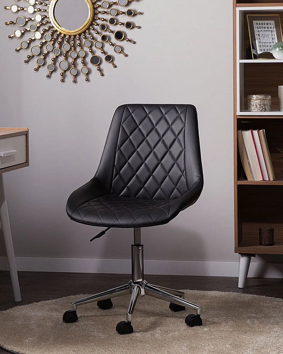 Cadeira De Escritorio Em Pele Sintetica Preta Maribel