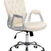 Cadeira De Escritorio Em Pele Sintetica Creme Princess