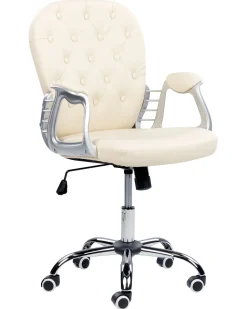 Cadeira De Escritorio Em Pele Sintetica Creme Princess