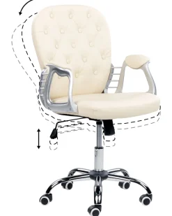 Cadeira De Escritorio Em Pele Sintetica Creme Princess