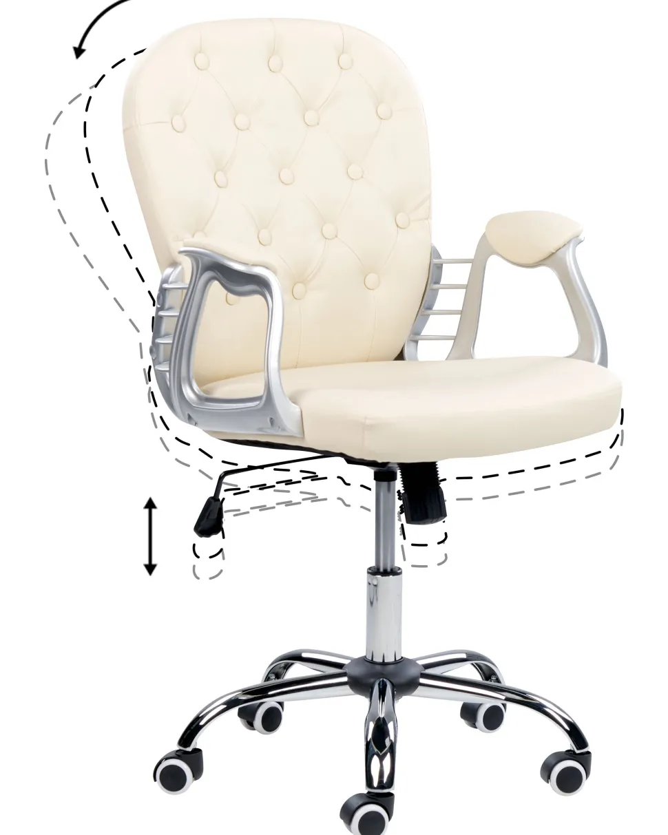 Cadeira De Escritorio Em Pele Sintetica Creme Princess