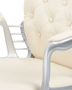 Cadeira De Escritorio Em Pele Sintetica Creme Princess