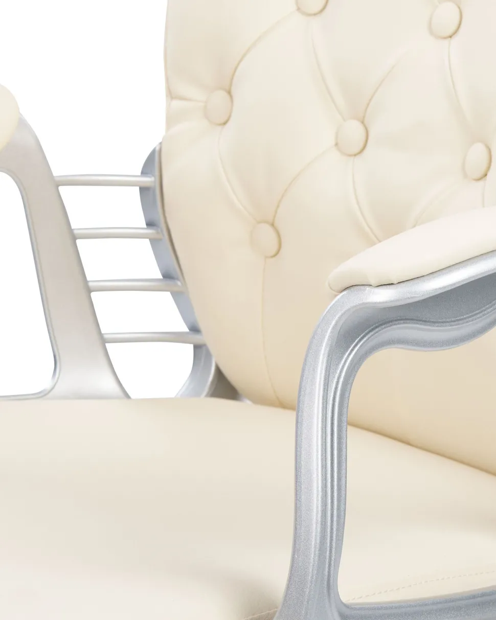 Cadeira De Escritorio Em Pele Sintetica Creme Princess