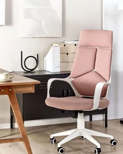 Cadeira De Escritorio Rosa E Branca Delight