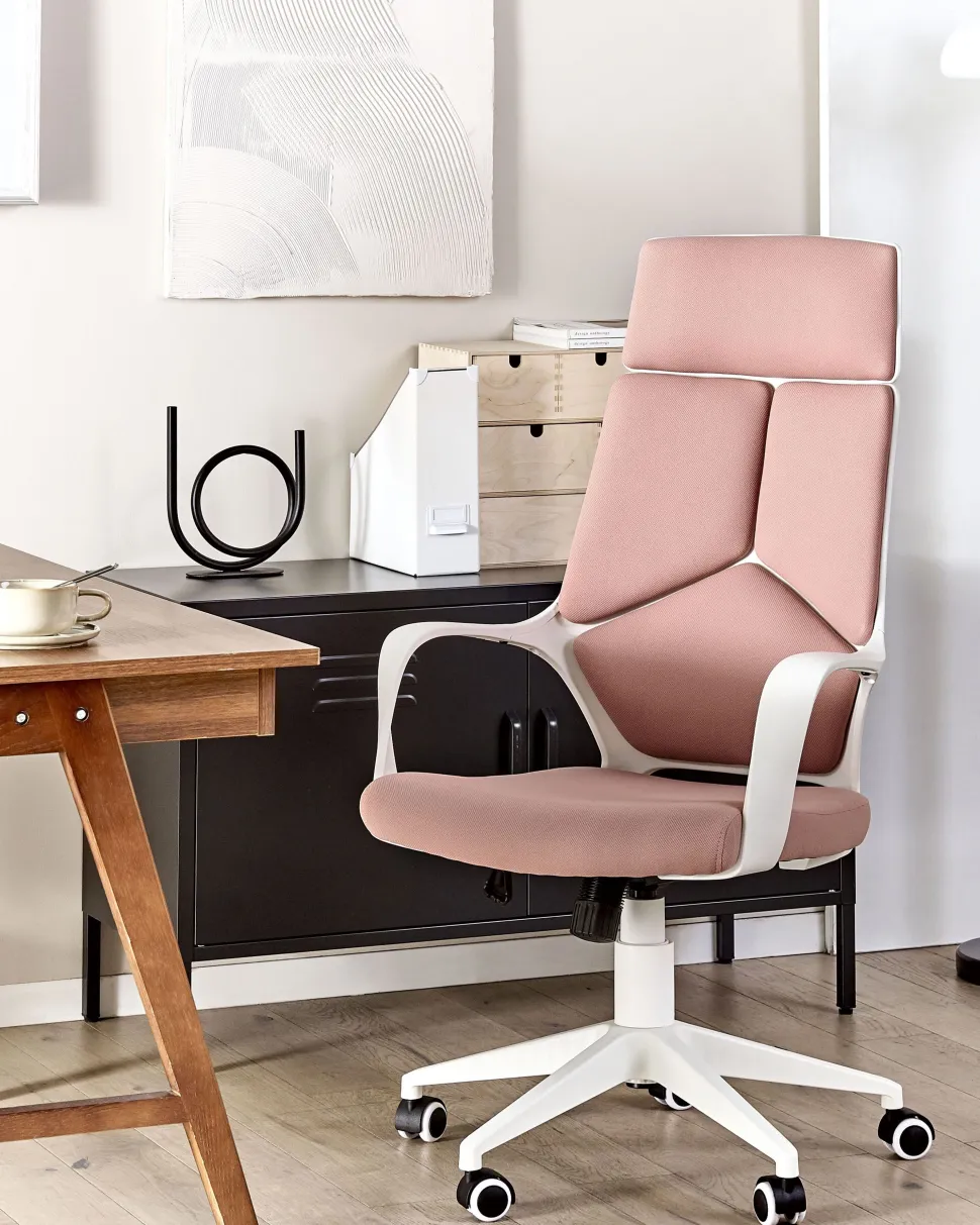 Cadeira De Escritorio Rosa E Branca Delight