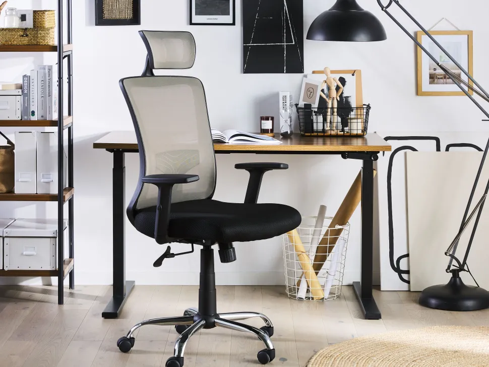 Cadeira De Escritorio Taupe E Preta Noble