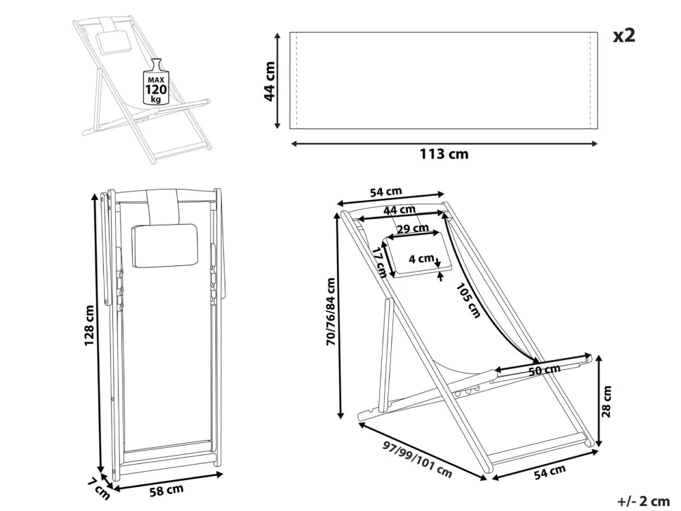 Cadeira De Jardim Com 2 Tecidos A Escolha Em Madeira Escura Avellino