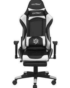 Cadeira Gaming Em Pele Sintetica Branca E Preta Victory