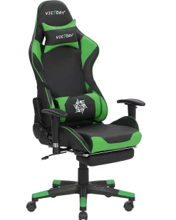 Cadeira Gaming Em Pele Sintetica Verde E Preta Victory