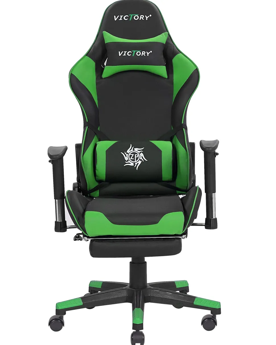 Cadeira Gaming Em Pele Sintetica Verde E Preta Victory