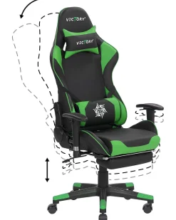 Cadeira Gaming Em Pele Sintetica Verde E Preta Victory