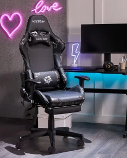 Cadeira Gaming Em Pele Sintetica Camuflada E Preta Victory