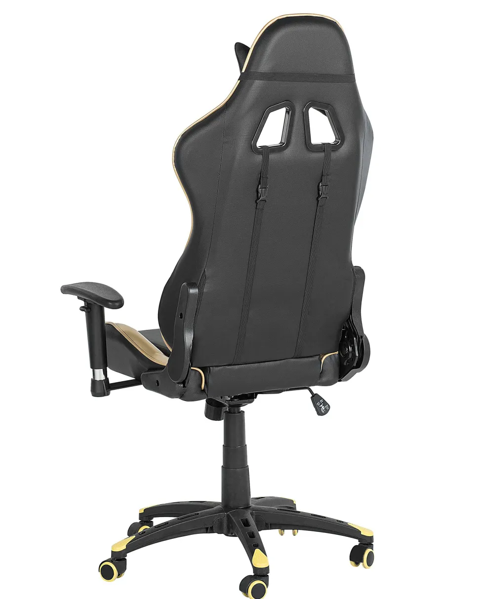 Cadeira Gaming Preta E Dourada Knight