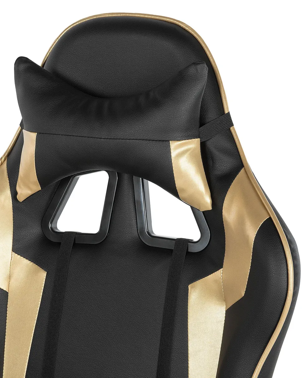 Cadeira Gaming Preta E Dourada Knight