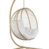 Cadeira Suspensa Em Metal E Corda Creme Com Suporte Arco