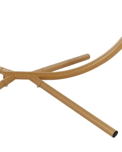 Cadeira Suspensa Em Metal E Corda Creme Com Suporte Arco