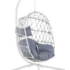 Cadeira Suspensa Em Rattan Branco Com Suporte Adria