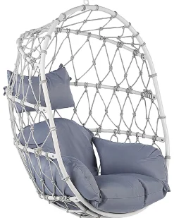 Cadeira Suspensa Em Rattan Branco Com Suporte Adria