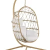 Cadeira Suspensa Em Rattan Creme Com Suporte Adria
