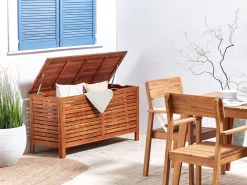 Caixa De Arrumação Para Jardim Em Madeira Castanha Escura 130 X 64 Cm Riviera