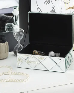 Caixa De Joias Com Efeito Espelhado Prateado Gorron