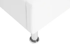 Cama De Solteiro Com Arrumação Em Pele Sintetica Branca 90 X 200 Cm Metz