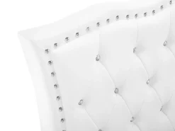 Cama De Solteiro Com Arrumação Em Pele Sintetica Branca 90 X 200 Cm Metz