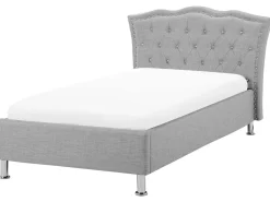 Cama De Solteiro Com Arrumação Em Veludo Cinzento Claro 90 X 200 Cm Metz