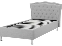 Cama De Solteiro Com Arrumação Em Veludo Cinzento Claro 90 X 200 Cm Metz