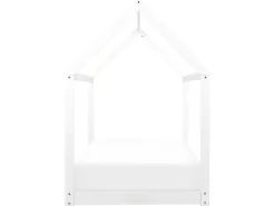 Cama De Solteiro Em Forma De Casa Em Madeira De Pinho Branca 90 X 200 Cm Tosse