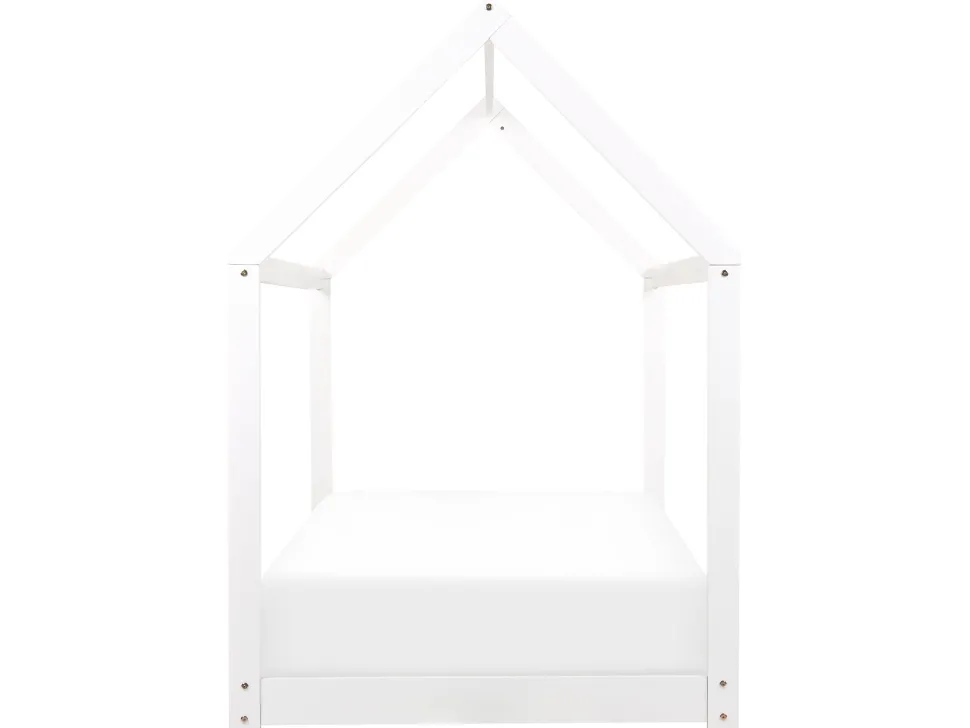 Cama De Solteiro Em Forma De Casa Em Madeira De Pinho Branca 90 X 200 Cm Tosse