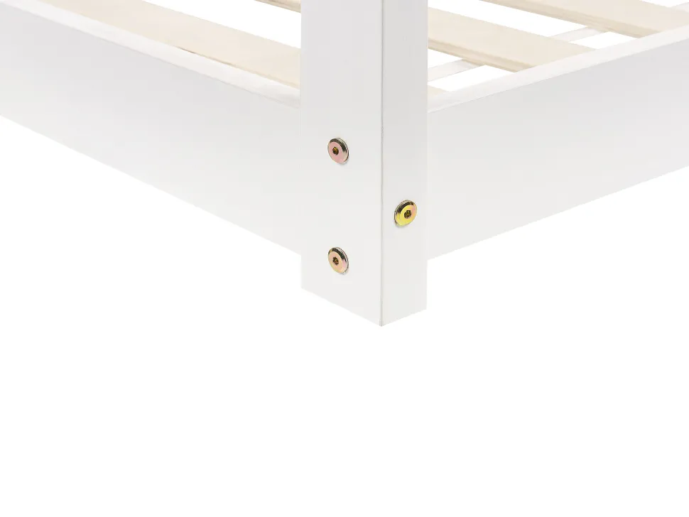 Cama De Solteiro Em Forma De Casa Em Madeira De Pinho Branca 90 X 200 Cm Tosse